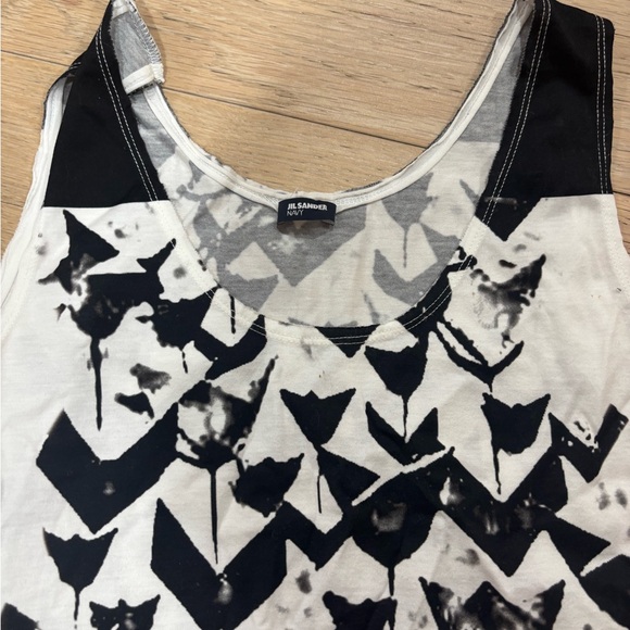 NWOT Jill Sander Women's Black and White Graphic Tank Top - Picture 2 of 4